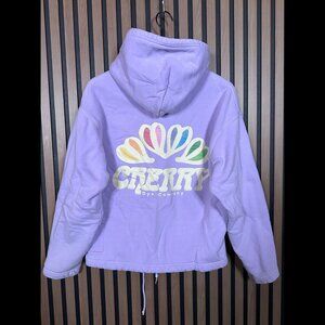 Cherry Los Angeles Hoodie XS Adults Purple Double Knit Fleece Drawstring Waist